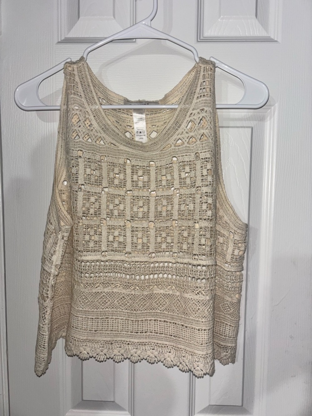 Acemi Crochet Openwork Tank Top in Cream